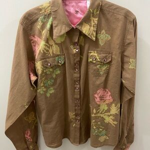 Ultra Twenty X Floral Brown and Pink With Pink Rhinestone Snaps Down